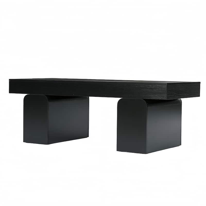 55.11" Double Pedestal Wood Coffee Table, Rectangular