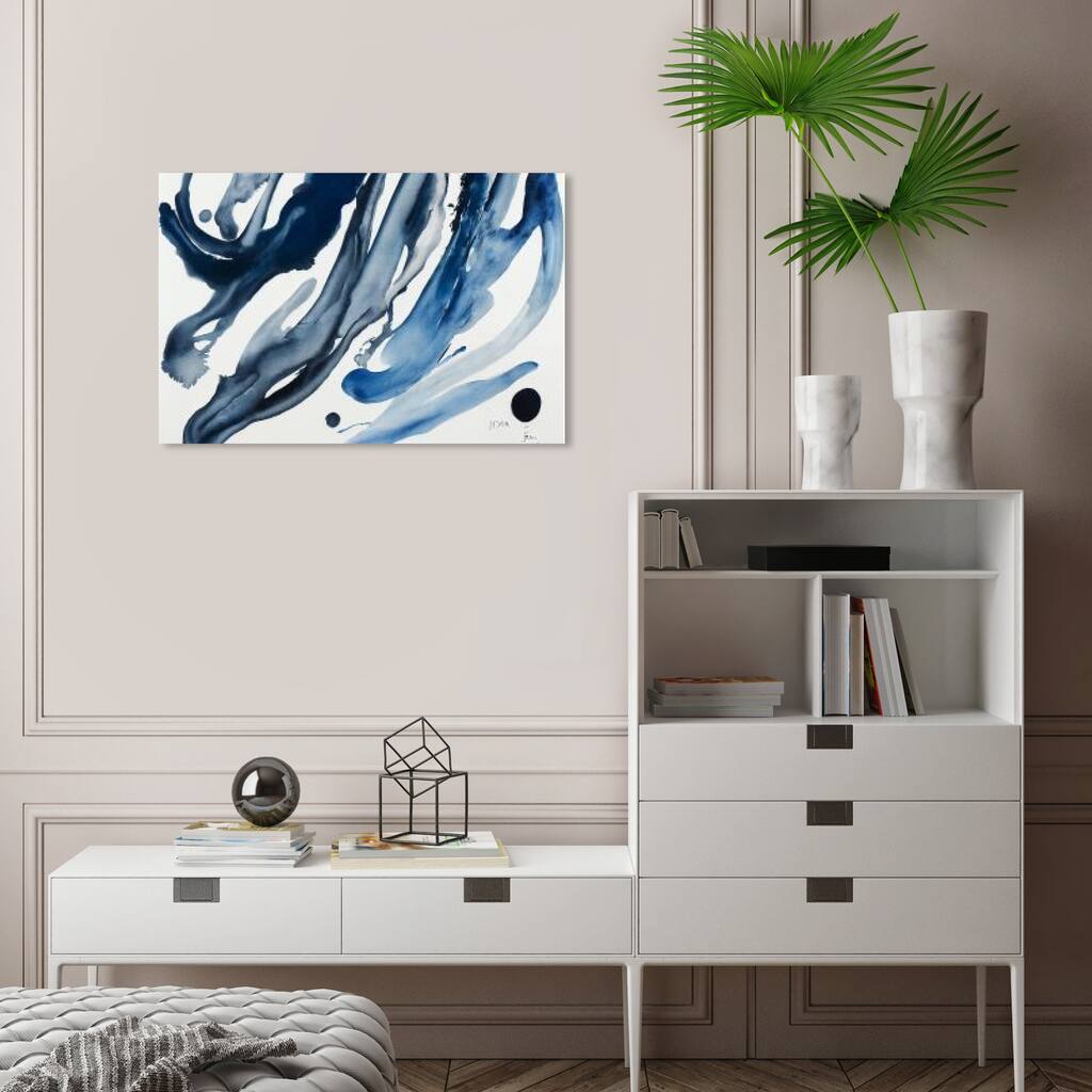 Wynwood Studio Abstract Flowing Nebula Blue and Modern & Contemporary Wall Art Canvas Print