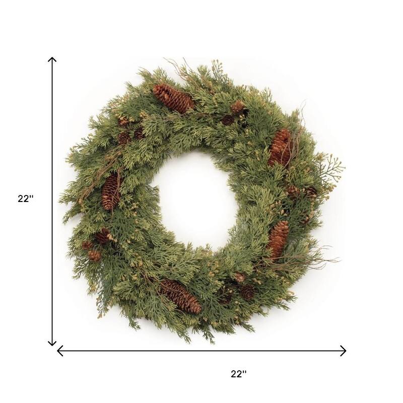 HomeRoots 22" Green And Brown Christmas Pine Artificial Wreath