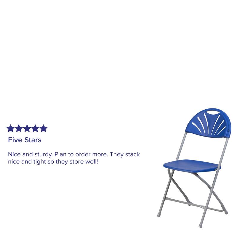 8 Pack 650 lb. Capacity Plastic Fan Back Folding Chair