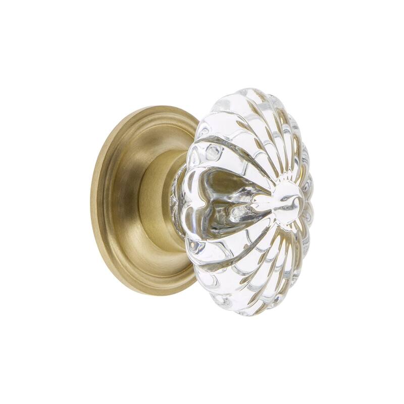 Grandeur BURG-CRYS-KNOB-GEO Burgundy 1-3/4" Vintage Flower Fluted - Satin Brass