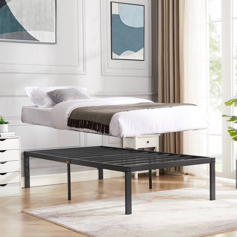 Javlergo 14/16/18 Inch Metal Platform Bed Frame, Heavy Duty Slat Support /No Box Spring Needed