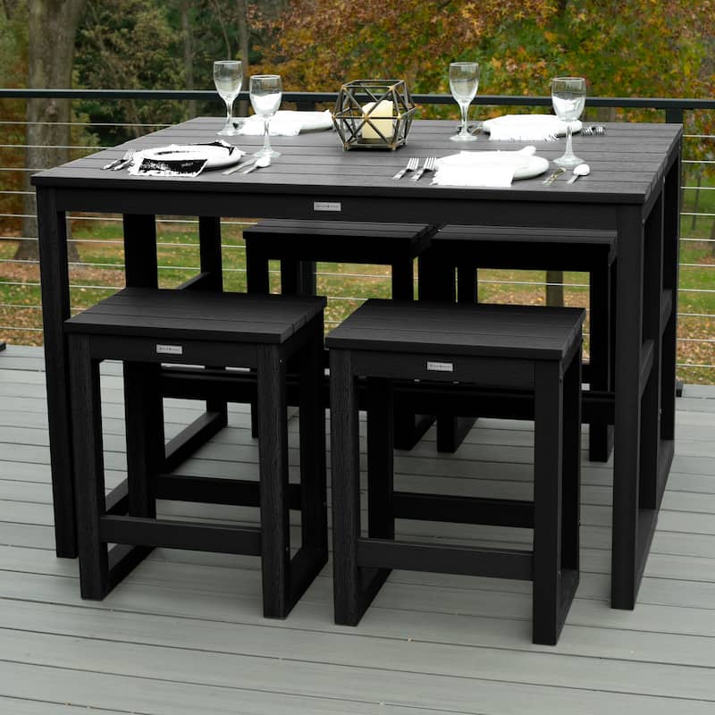 HIGHWOOD Monroe Modern Counter Height Balcony Stool/Table 6-Piece Set