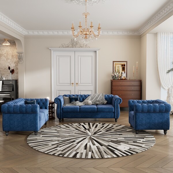 3 Piece Sofa Set Upholstered Sofa Three Seater Sofa Two Seater and Single Chair Set with Button Down Tufted Backrest Bed Bath Beyond 40367494