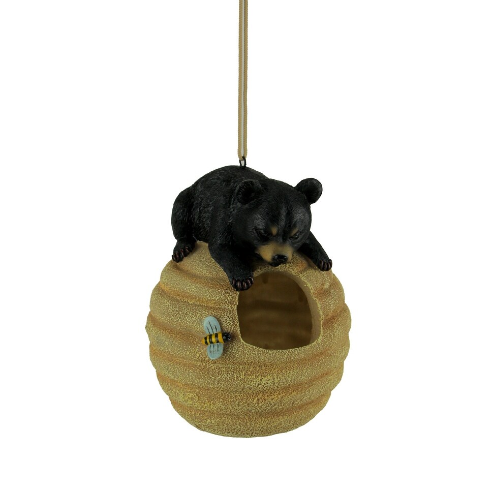 Shop Oh Honey Black Bear On Beehive Hanging Bird Feeder 7 X 5 X