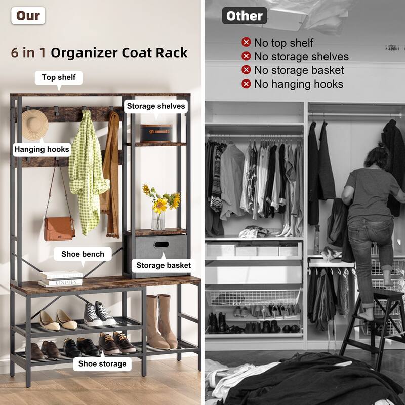 Futzca Hall Tree with Bench Shoe Storage
