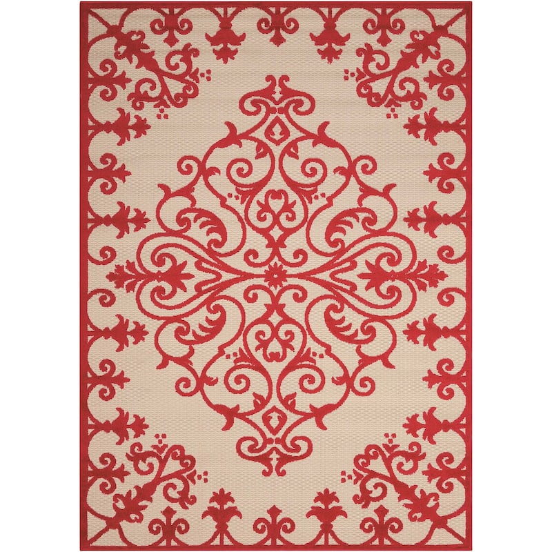 Nourison Aloha Modern Medallion Scroll Indoor / Outdoor Area Rug