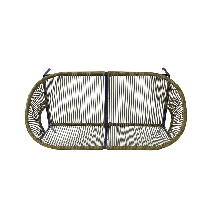 Roomfitters Condessa Outdoor Wicker Loveseat with Hammock Weave, Modern