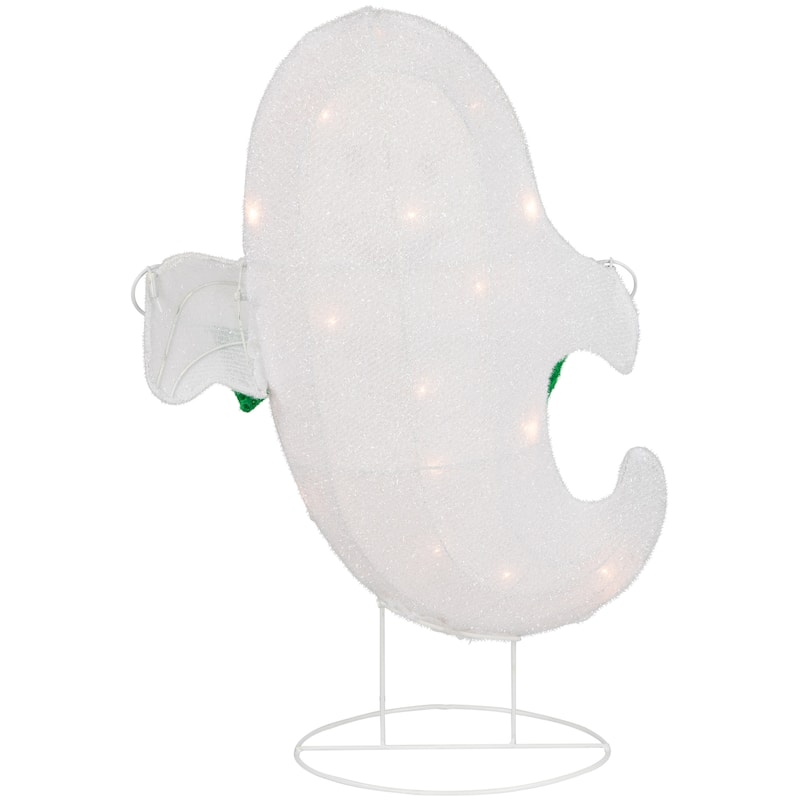 25" Lighted LED Ghost with "Boo" Banner Halloween Yard Decoration