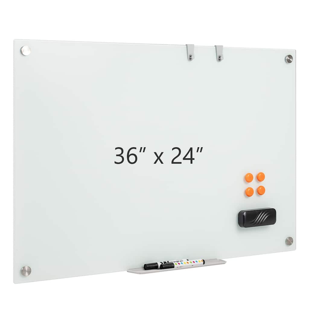 Gymax 36 x 24 Inches Glass Whiteboard w/Eraser Removable Tray 2