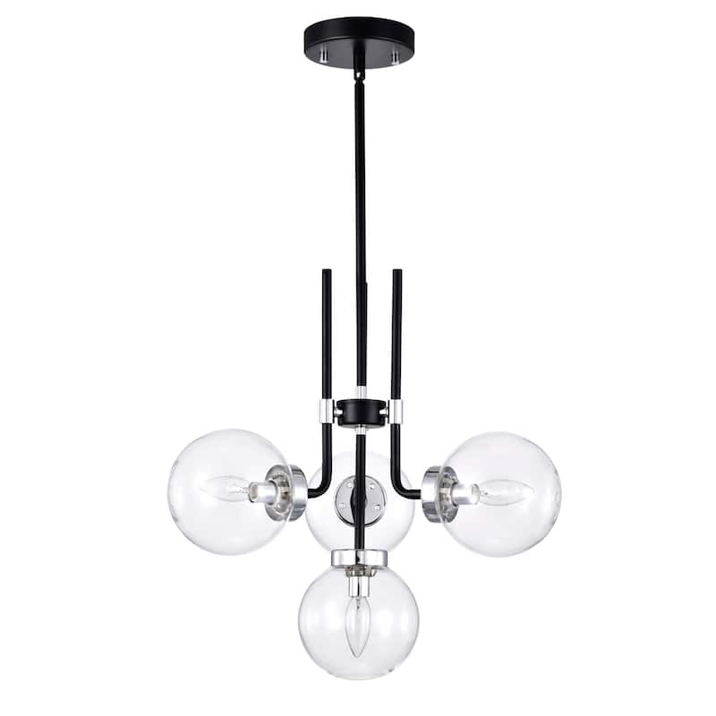 Brigita 47 Inch Modern-Contemporary Style Ceiling Lighted Chendelier Matte Black and Silver Polish 4-Light - N/A - Matte Black and Silver