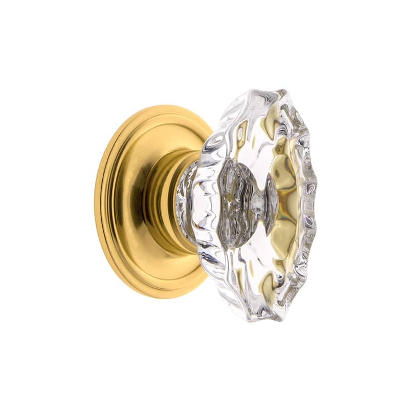 Grandeur BIAR-CRYS-KNOB-GEO Biarritz 1-3/4" Crystal Fluted Farmhouse - Lifetime Brass
