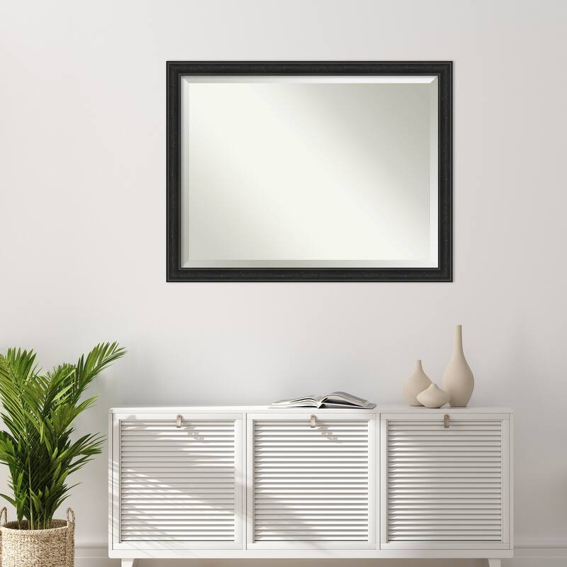Beveled Wall Mirror - Shipwreck Black Narrow Frame