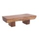 preview thumbnail 12 of 14, Brown Wood Handmade Live Edge T Stand Living Room Coffee Table with Block Legs
