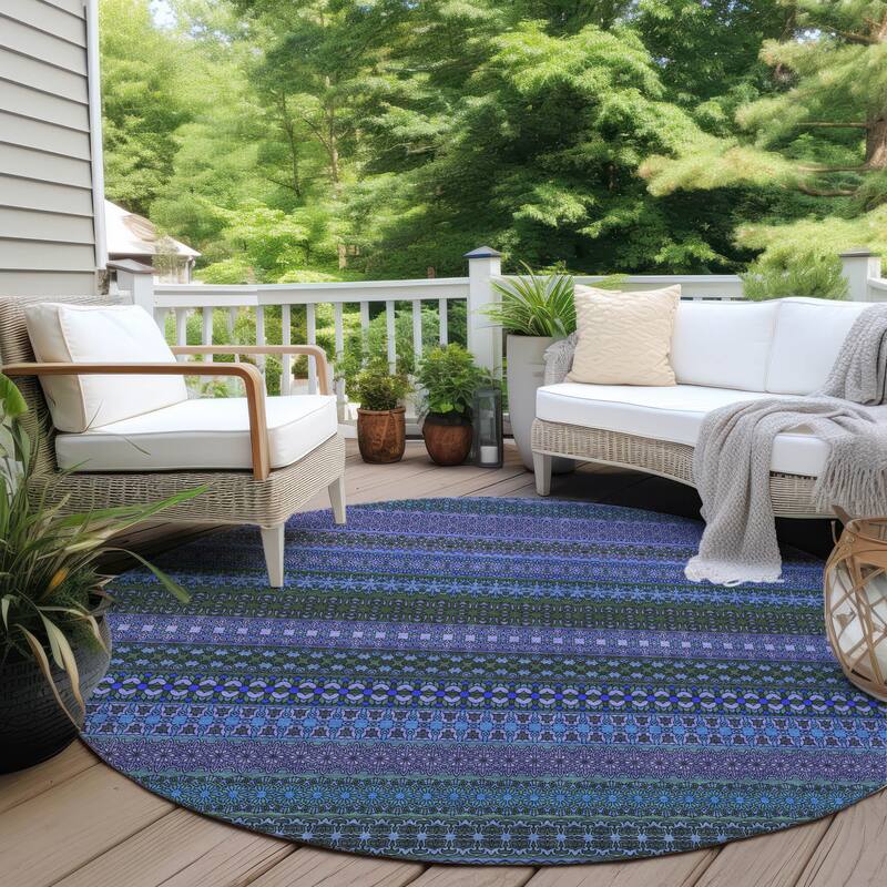 Taro Stripe Weather Resistant Timeless Fusion Runner Outdoor Rug