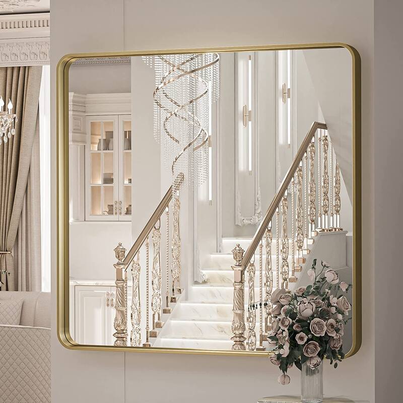 TETOTE Modern Metal Frame Wall Mounted Hanging Bathroom Vanity Mirror