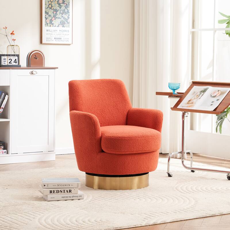 Orange Teddy 29.3" Upholstered Swivel Barrel Chair