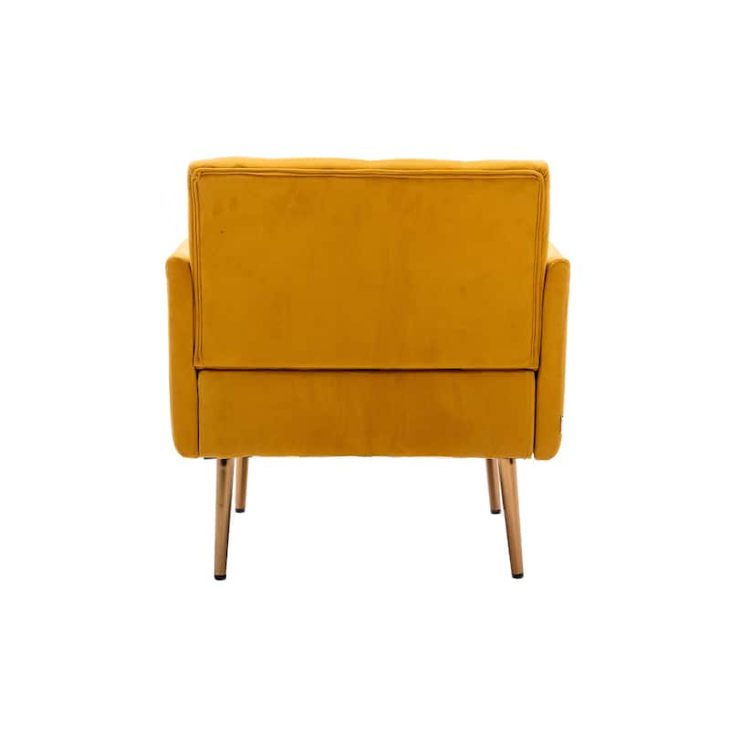 Velvet Upholstered Tufted Accent Chair With Golden feet