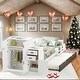 preview thumbnail 2 of 14, White Wood Platform Bed with Bookshelf,Trundle,Twin Size