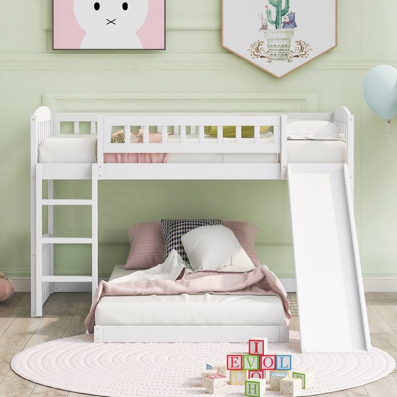 Over Bunk Bed with Slide and Ladder