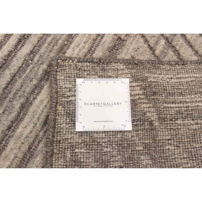 ECARPETGALLERY Hand-knotted Tangier Taupe Wool Rug - 5'0 x 8'0