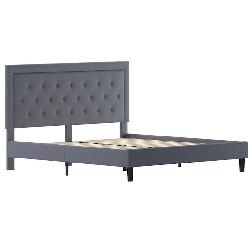 Panel Tufted Upholstered Platform Bed