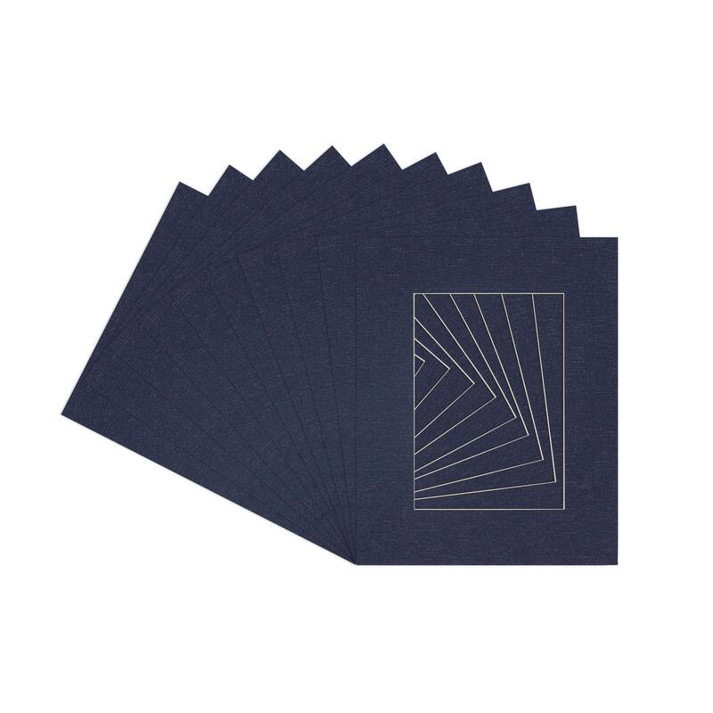 11x14 Mat for 8x10 Photo - Navy Canvas Texture Matboard for Frames Measuring 11 x 14 In- To Display Art Measuring 8 x 10 Inches - Blue