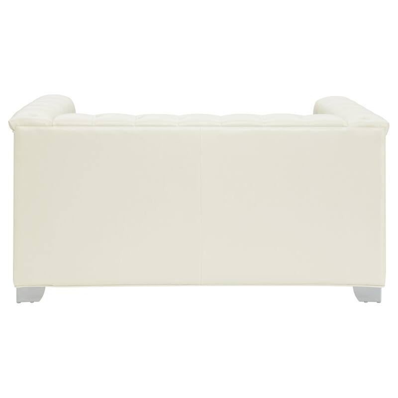Chaviano Pearl White Upholstered Track Arm Sofa Set