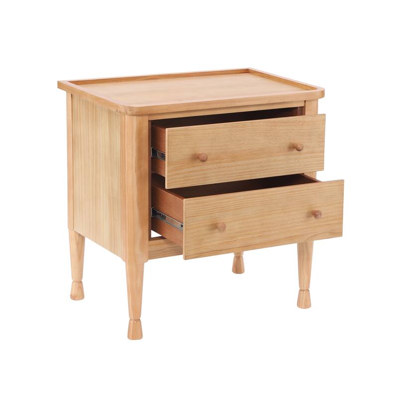 Christopher Knight Home - Modern Minimalist 23.62" Nightstand with Roller Glide Drawers & Tray Top, Versatile Home Use