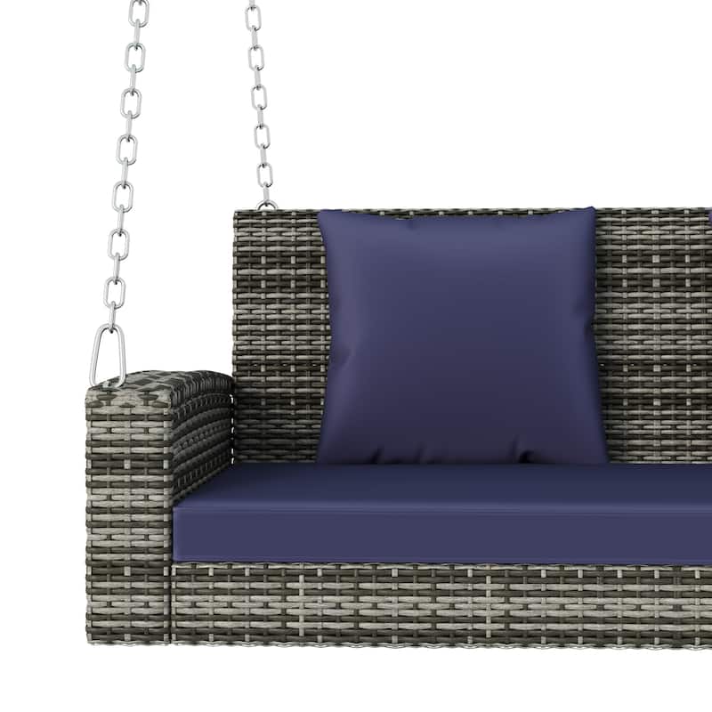 GO 2-Person Wicker Hanging Porch Swing with Chains