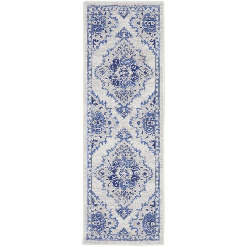 Cacus Power Loomed Abstract Floral Stain Resistant Area Rug By HomeRoots - 72' X '24' X '0.39