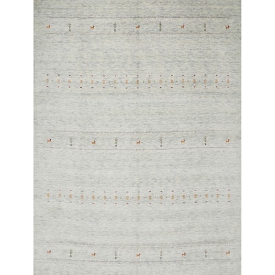 Hand Knotted Oriental 100% Wool Carpet Tribal Animal Pictorial Beige & Ivories Gabbeh Area Rug - 9' 11'' X 9' 10''