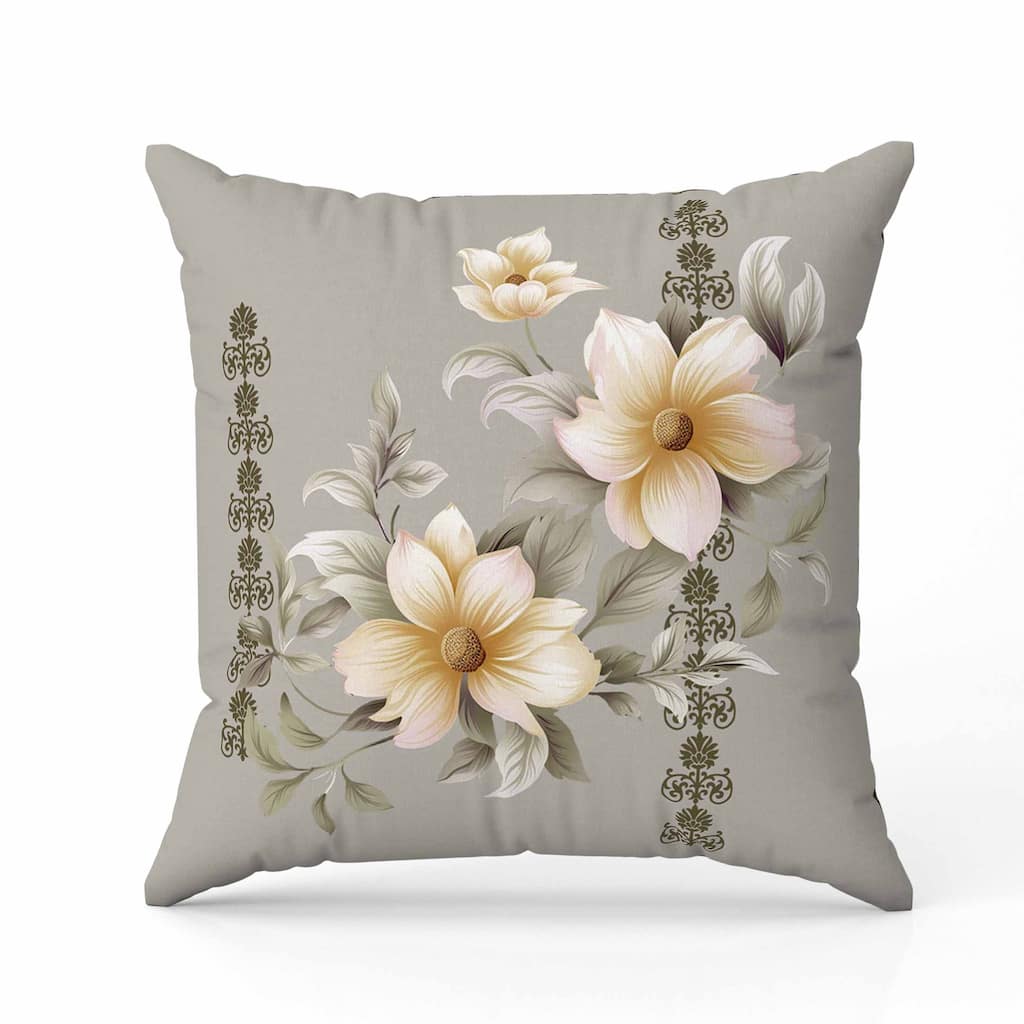 Petal Perfection Indoor/Outdoor Reversible Throw Pillow Green and Yellow
