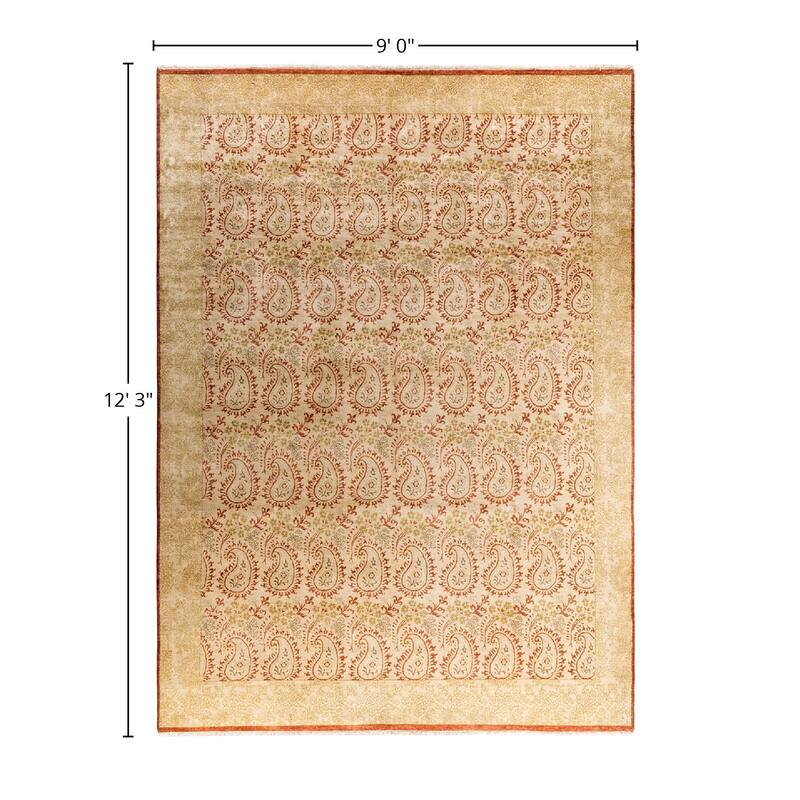 Ikat One-of-a-Kind Hand-Knotted Area Rug, Beige - 9' 0" x 12' 3"