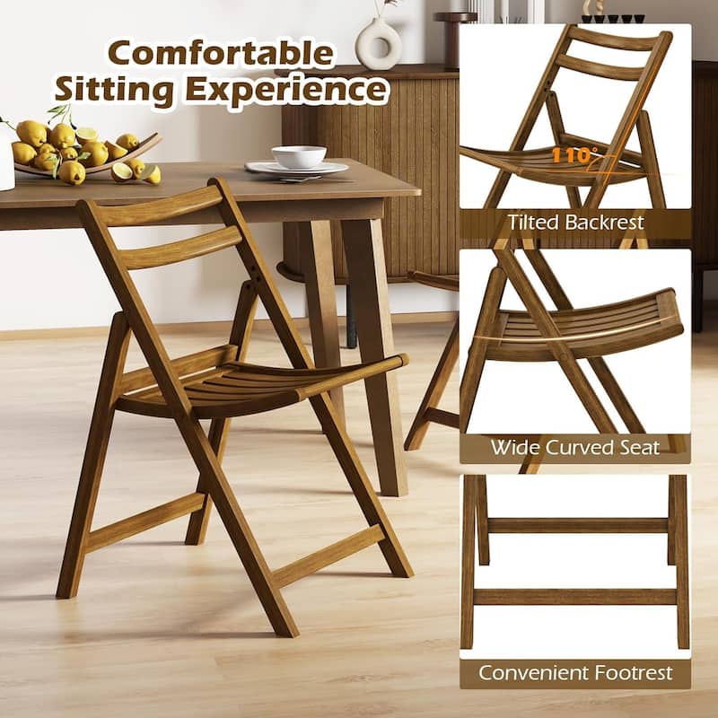 2/4PCS Kitchen Side Chairs w/Slatted Seat＆Curved Backrest