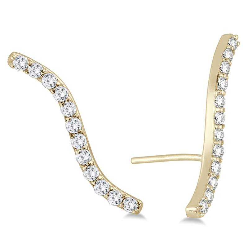 Marquee 1/4 Carat TW Diamond Climber Earrings in 14K Yellow Gold