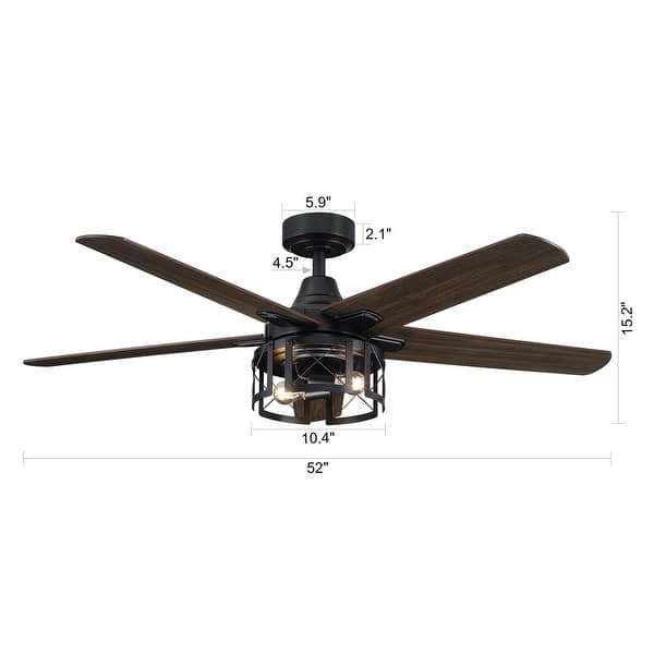 52" Rustic Reversible 5-Blade Indoor Ceiling Fan with Light and Remote