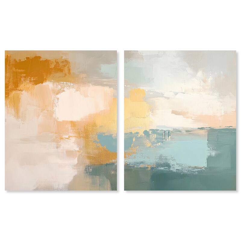Muted Melody I Canvas Set of 2 by Art Remedy, Gallery Wrapped - 24" x 30"