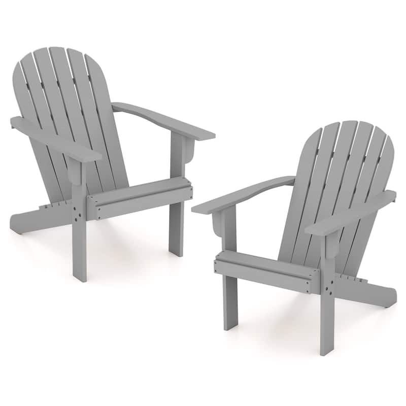 Gymax 2PCS Patio Adirondack Chair w/ Inclined Seat High Backrest & - Grey