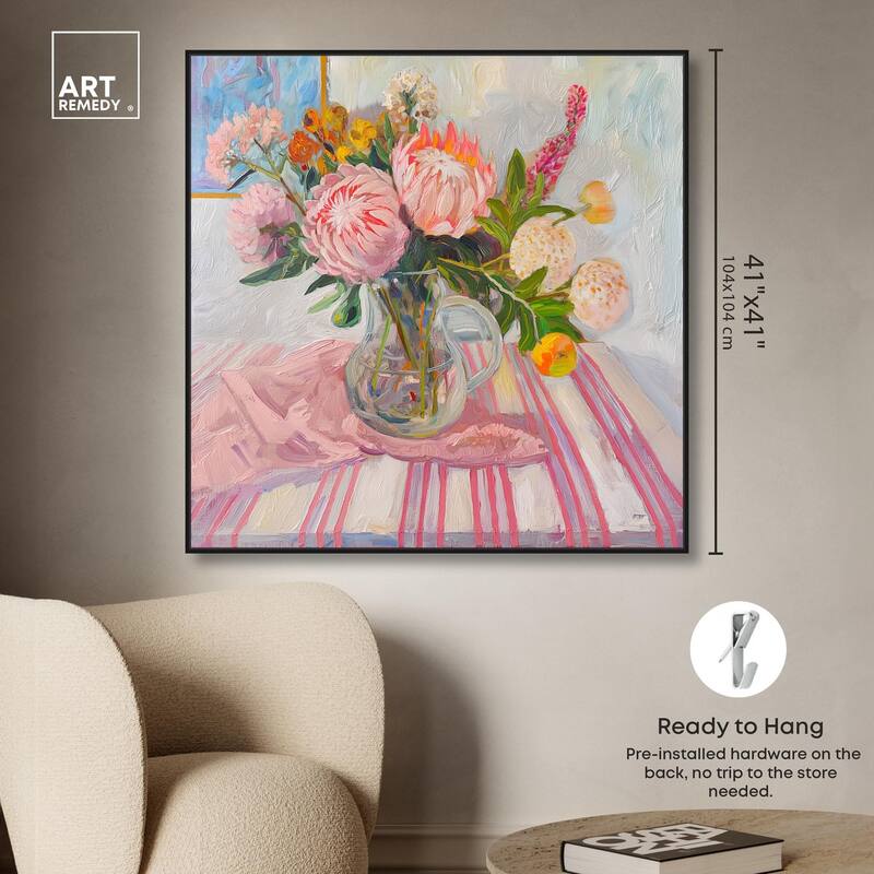 Pink Protea Pitcher Canvas by Art Remedy