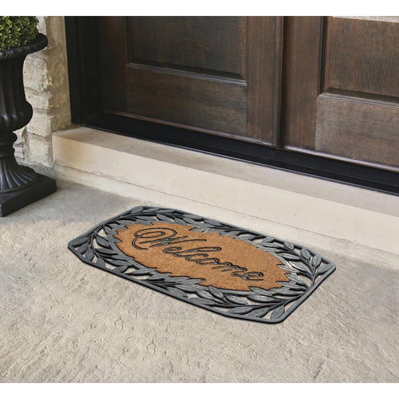 A1HC Rubber/ Coir Brush Welcome Doormat 23" X 38", Mesh Border