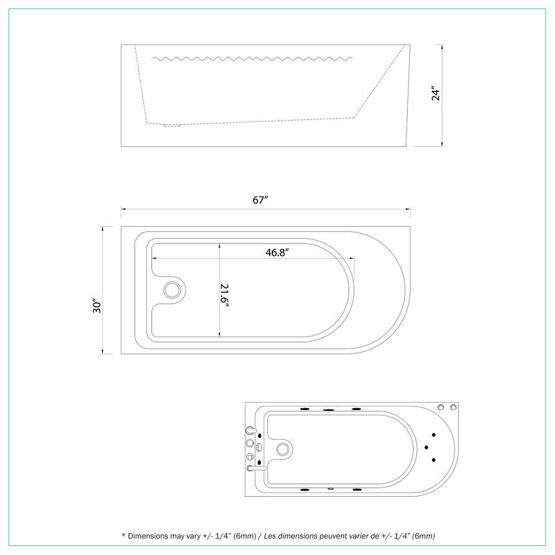 A&E Bath Ovid 67-inch Left-Hand Alcove Jetted Tub