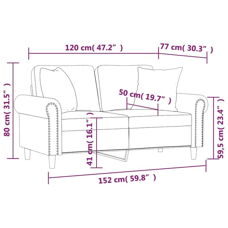 vidaXL Sofa Sectional Couch with Pillows and Cushions for Living Room Velvet
