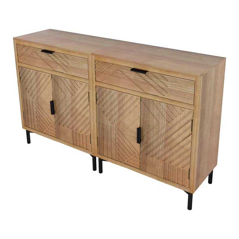 Antique brown 32 in. H Accent Cabinet with 2 Shelves and 4 Doors and 2 Drawer - 64.00" x 14.00"