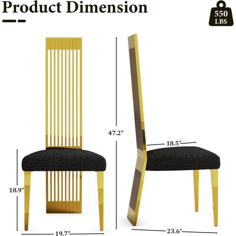 Modern Luxury Boucle Dining Chairs with High Back Design and Metal Legs