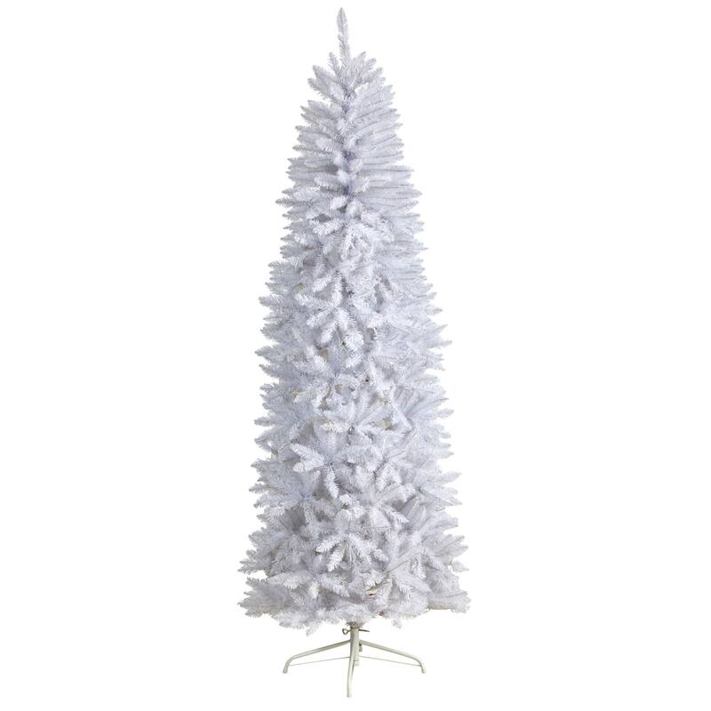 7' White Slim Silhouette Artificial Christmas Tree, Unlit - 7 Foot