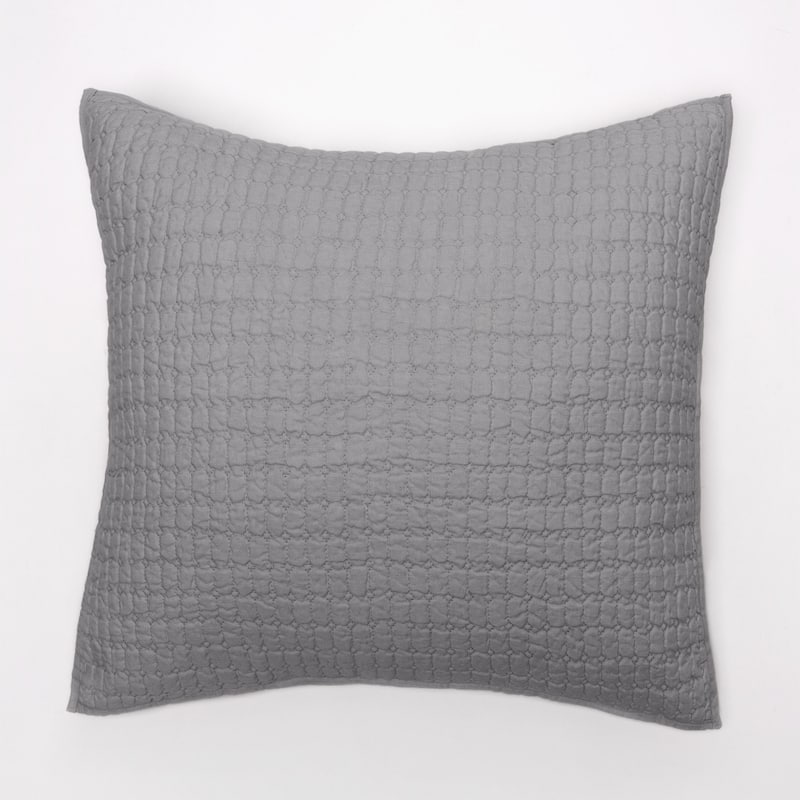 Katarina Grey Linen Pillow Sham - Euro Square