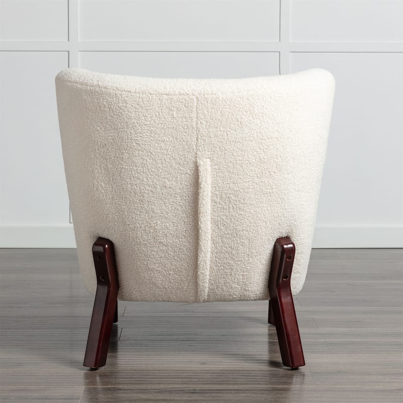 Upholstered Armless Chair Lambskin Sherpa Single Sofa Chair with Wooden Legs