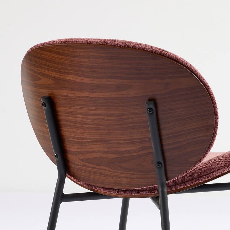 Shell Chair Single Side Chair Tripod,Bean Paste Pink Fabric Lounge Chair In Walnut Finish Backrest,Bean Paste Red Color