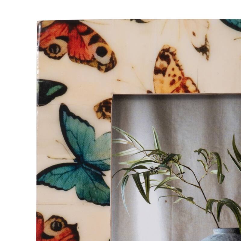 Wood Resin Butterflies Photo Frame Decor - Ivory